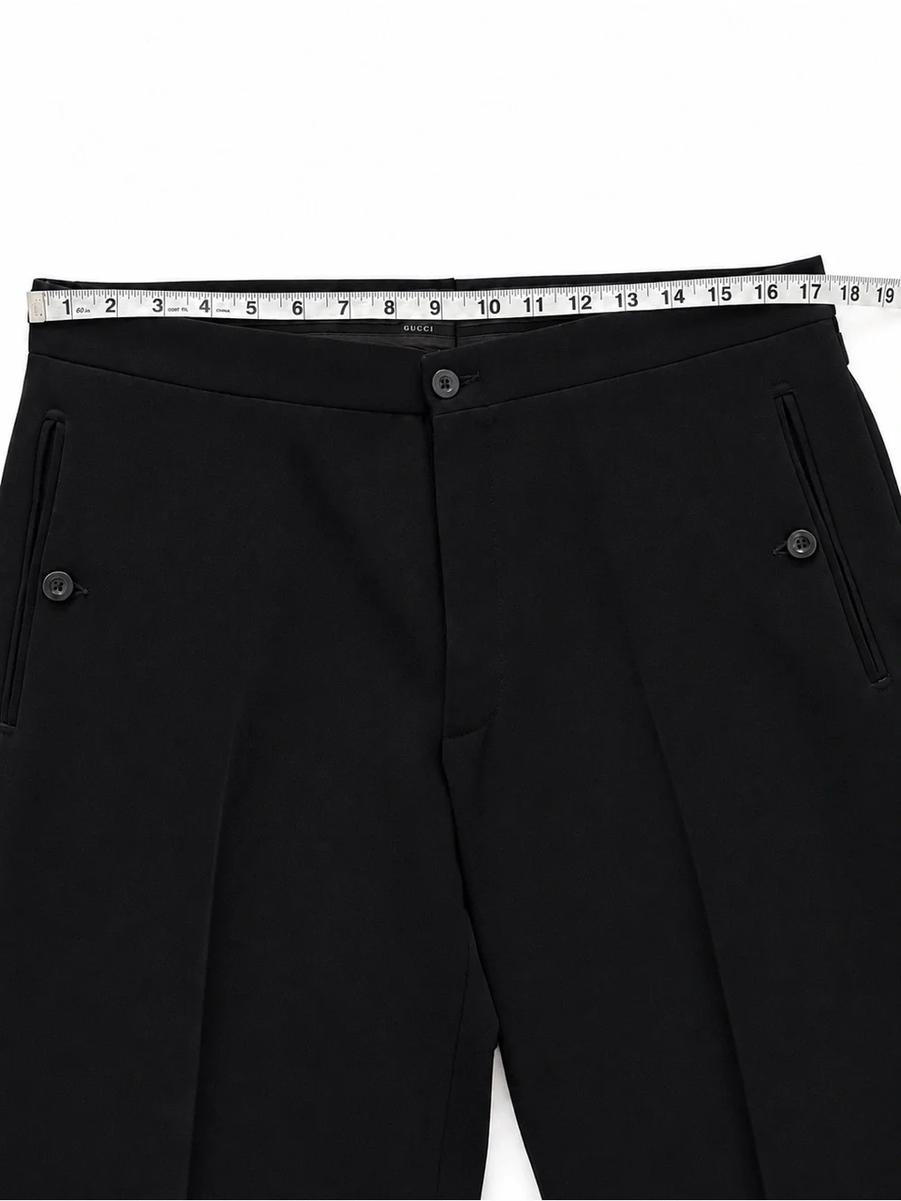 Gucci Men’s Black Wool Tailored Trousers Side Adjusters Made in Italy 🇮🇹